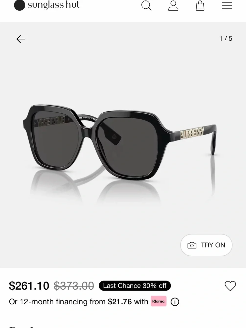 Burberry Joni Black Sunglasses with Tan Leather Case